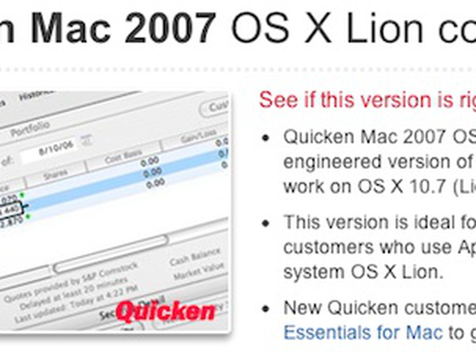 connection types in quicken for mac